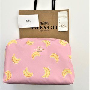 $128 Coach Large Boxy Cosmetic Case Banana Print 2